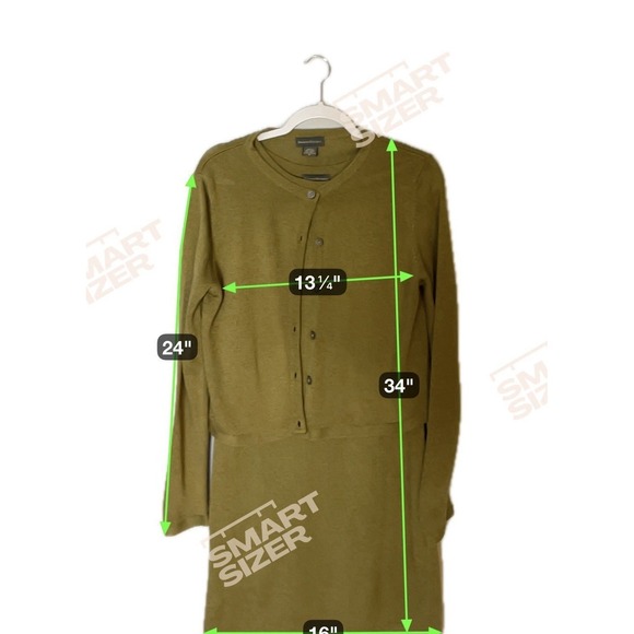 Banana Republic Sweater Dress & Cardigan Set S/M Olive Green Knit Minimalist Banana Republic Sweater Dress & Cardigan Set S/M Olive Green Knit Minimalist